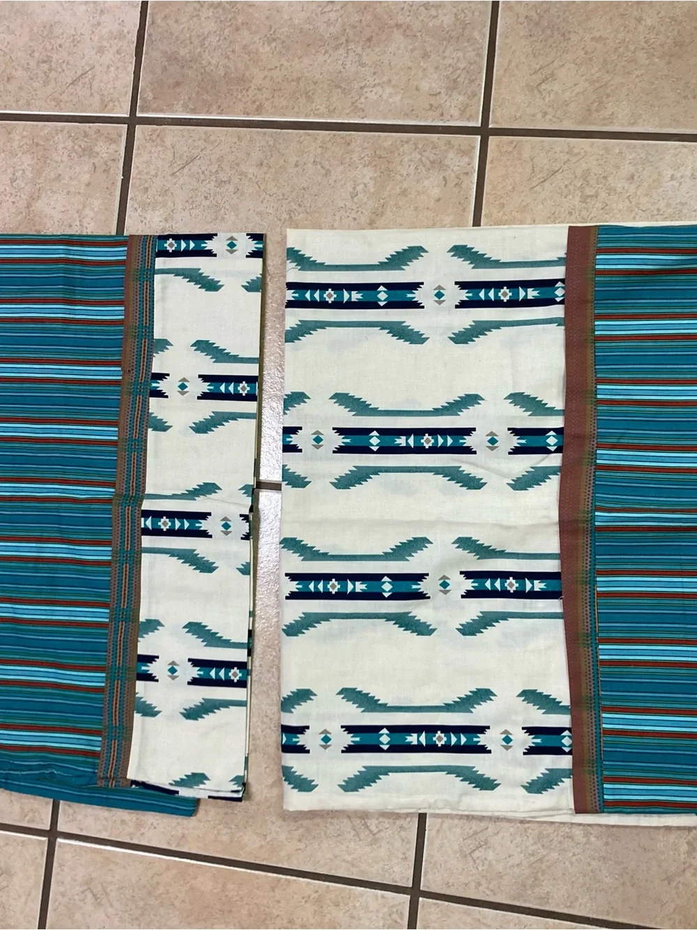 Turquoise Aztec Pattern Pillowcases - Set of 2